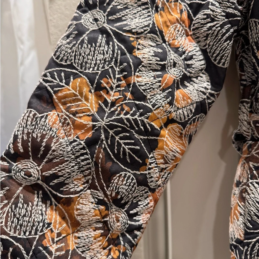 7 For All Mankind Floral Jacket - Black, White, and Orange - Picture 5 of 10